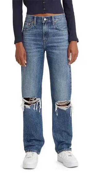 Levi’s Low Pro Straight leg Mid Rise Distressed knee jeans size 25 thumbnail 1