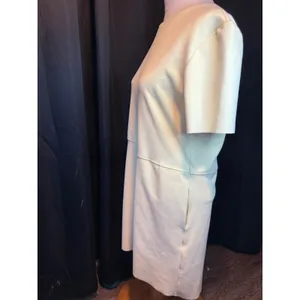 Zara Pale Yellow‎ Textured Short Sleeve Shift Dress with Pockets 5070/451/300/S thumbnail 4