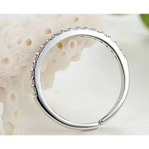 NEW Dainty 14k Gold Plated S925 Simulated Diamond Band Ring, Adjustable Band‎ thumbnail 16