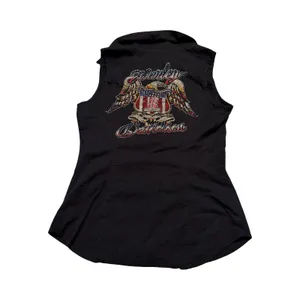 Harley-Davidson Womens Black Rhinestone Eagle Zip Front Sleeveless Shirt Small thumbnail 5