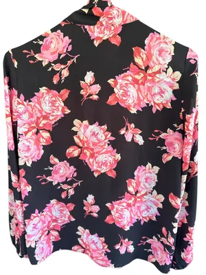 EUC J. Crew Tie Neck Long Sleeve Midnight Rose Top XS thumbnail 7