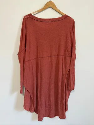 Free People Oversized Long Sleeve Tunic Top Size XS Orange Boho thumbnail 8