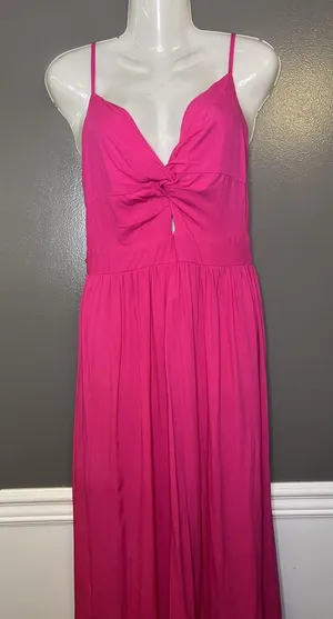 Cupshe Dress Womens Medium Pink Cutout Backless Tie Strap Maxi Sundress Beach thumbnail 1