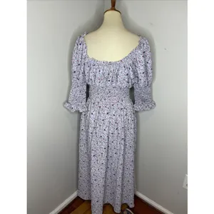 Tuckernuck Hyacinth House Lilac Ruched Neck Cali Midi Dress Small S‎ thumbnail 5