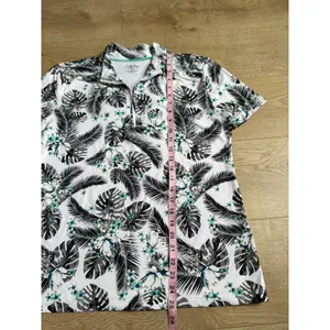 EUC Womens Coral Bay Golf short sleeve quarter 1/4 zip top palm leaves‎ size M thumbnail 5