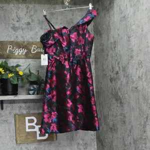 Kensie Womens Floral Jacquard A-Line Dress Cold Shoulder KDTP3014 Black Multi 6 thumbnail 2