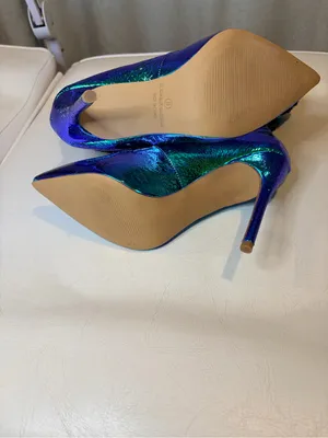 Liliana Iridescent Blue-Green Sequin Pointed Stiletto Boots thumbnail 5