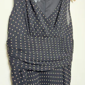 VTG 90s Harold's Womens 100% Silk Dress 6 Black Polka Dot Babydoll Pinup Wedding thumbnail 7