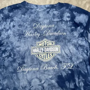 Harley Davidson Daytona Beach FL Womens L Blue Tie Dye Sleeveless Biker Shirt thumbnail 4