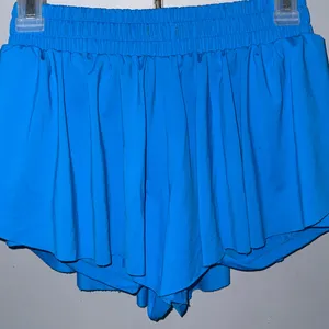 Boutique Bright Blue Flowy 2-in-1 Athletic Butterfly Running Shorts thumbnail 1