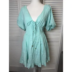 Free People perfect day mini dress Sz M NWT $108 retail Smocked Puff Sleeves thumbnail 11