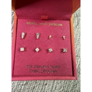 NEW IN BOX Olivia And Jackson 4 Earrings Set 925 Silver Cubic Zirconia Opalite thumbnail 5