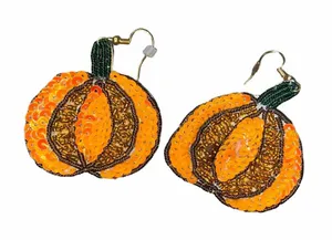 Handmade Fall Halloween pumpkin earrings thumbnail 1