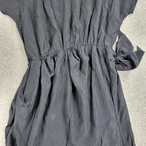 Yoins Womens Wrap Dress Large Black Tie Crewneck Short Sleeve Ruched Mini NEW thumbnail 10