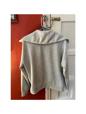 Prinbara Womens Oversized Quarter Zip Pullover Sweatshirt NWT Gray Size L thumbnail 5