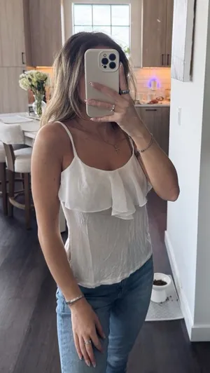 Papaya White Ruffle Camisole (Size Small) thumbnail 1