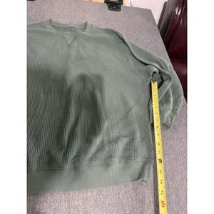 Aerie The Sweat Waffle Crew Neck Oversized Long Sweatshirt Royal Palm Sz L thumbnail 3