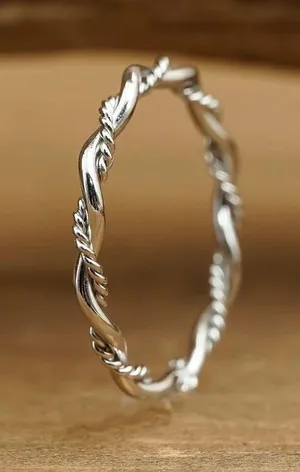 Antler Rings size 12 Braided Ring Silver thumbnail 1