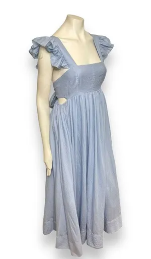 Mable Powder Blue Ruffle Flutter Sleeve Square Neck Tie Back Cut-Out Maxi Dress thumbnail 5
