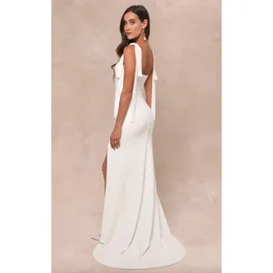 Lulus Splendid Love White Bustier Tie-Strap Mermaid Maxi Dress Wedding Large NWT thumbnail 2