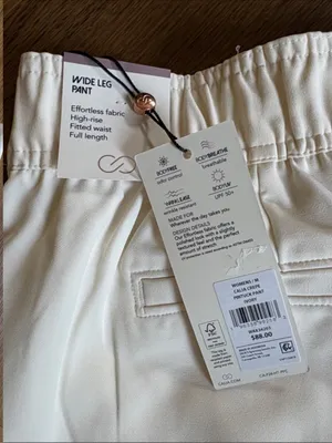NWT CALIA Crepe Wide Leg High Rise Pants Ivory Size Medium Retail $88.00 thumbnail 2