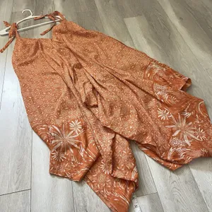 Free People Jumpsuit printed tie strap sleeveless harem womens Orange (medium) thumbnail 4
