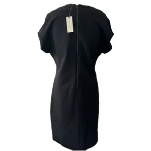 NWT Maeve by Anthropologie Black Cap-Sleeve Seamed Shift Mini Dress Size Medium thumbnail 4