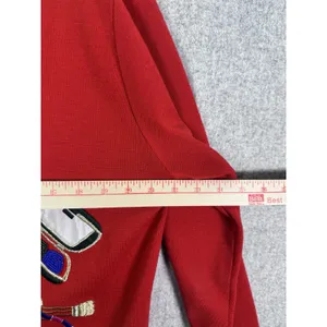 Suzelle Womens‎ Cardigan Large Sweater Red Embroidered Cosmetics Button 90s thumbnail 16