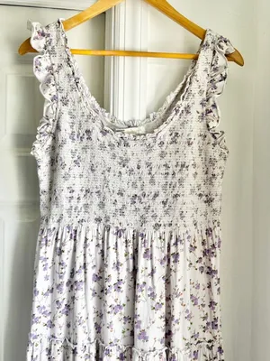 LoveShackFancy Chessie Smocked Floral Ruffle Sleeve Midi Dress thumbnail 7