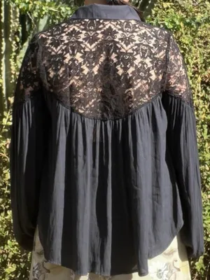 Free people Black lace top. thumbnail 3