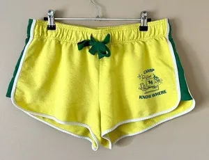 STRANGER THINGS | Yellow Green Camp Know Where Retro Fleece Shorts Sz L thumbnail 1