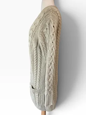 Isabel Marant Etoile Cable Knit Wool Zip Cardigan Sweater thumbnail 2