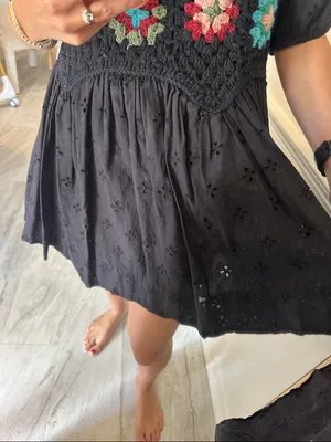 ASOS Black floral crochet mini dress thumbnail 3