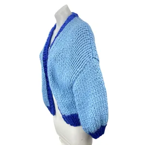 Princess Polly Lester Womens Blue Crochet Long Sleeve Cardigan Sweater Top Sz XS thumbnail 3