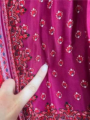 Free People Cabbage Rose Red pink Wide-Leg Wrap Jumpsuit size 0 paisley FLAWS thumbnail 8