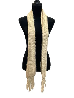 Cream Knit Fringe Scarf thumbnail 2