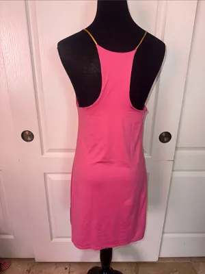 Y2K VICTORIAS SECRET Pink Racerback Slip Dress with Contrast Straps Barbie Elle thumbnail 2