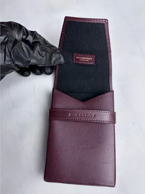 Authentic Burberry London Nova Check Burgundy Leather Case Made in Italy vintage thumbnail 5