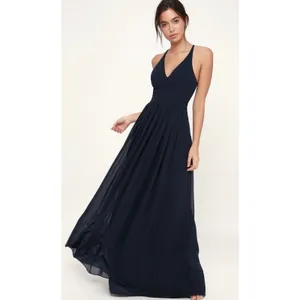 Lulu’s Dress Maxi Lovespell Lace Back Navy Blue Size Large Bridesmaid Formal NWT thumbnail 13