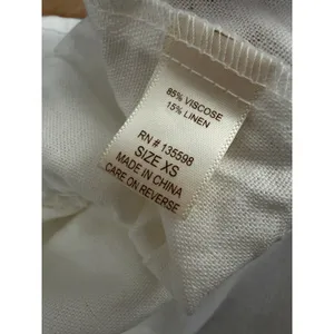 Liberty Love White Linen‎ Blend Tie Front Puff Sleeve Peplum Top XS thumbnail 7