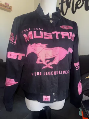 JH Design 1998 Pink Ford Mustang Racing Jacket Y2K rare HTF XLARGE Women’s thumbnail 4