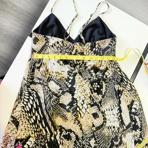 🖤 ZARA Woman Snakeskin Print Mini Dress Tie Back Adjustable Straps Sz XS🖤 thumbnail 17