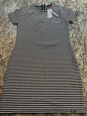 Superdry Navy and White Striped Mini Dress thumbnail 1