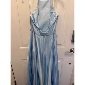 Azazie Christian Siriano Keita Sky Blue Pleated Halter Chiffon Gown Dress A6 NWT thumbnail 7
