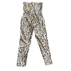 WAYF Leopard Print Jumpsuit Tan Brown‎ Strapless sz M thumbnail 5