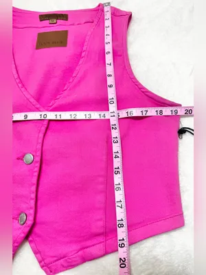 Judy Blue Pink Denim Stretchy Waistcoat Vest Size Medium thumbnail 10