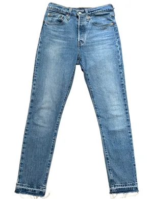 Levis 501 Jeans Women Sz 26x28 Blue Denim Button Fly Straight Le thumbnail 1