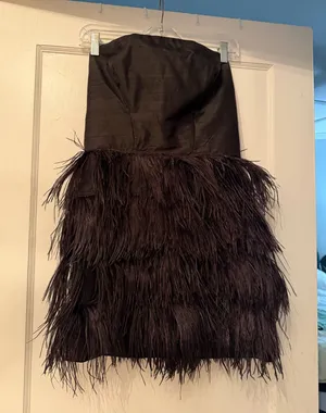 Handmade Feather Mini Dress Black thumbnail 1