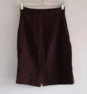 Chocolate Brown Vintage Wool Midi High Waisted Skirt thumbnail 3
