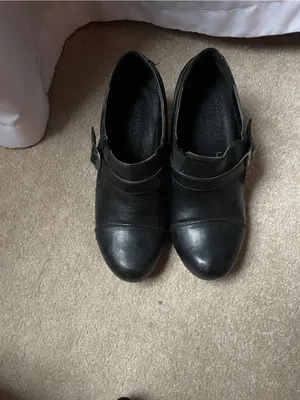 Jasmine Vintage Black Vegan Leather Slip-On Mules with Buckle Strap thumbnail 2